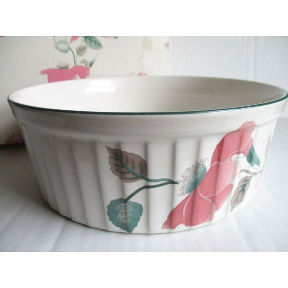 *Mikasa ULTRA CREAM Bake & Serve Soufflé Serving Dish UP009 "SILK FLOWERS" - Picture 2 of 6